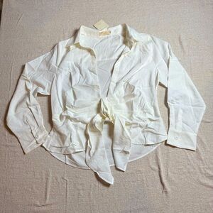 Choosy Women’s Size 18 White Faux‎ Tie-Front Blouse